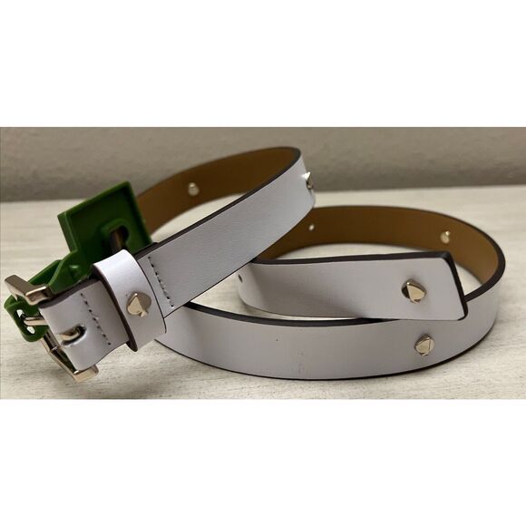KATE SPADE Studded Belt Leather White Sz S Gold Hardware New - Picture 1 of 11